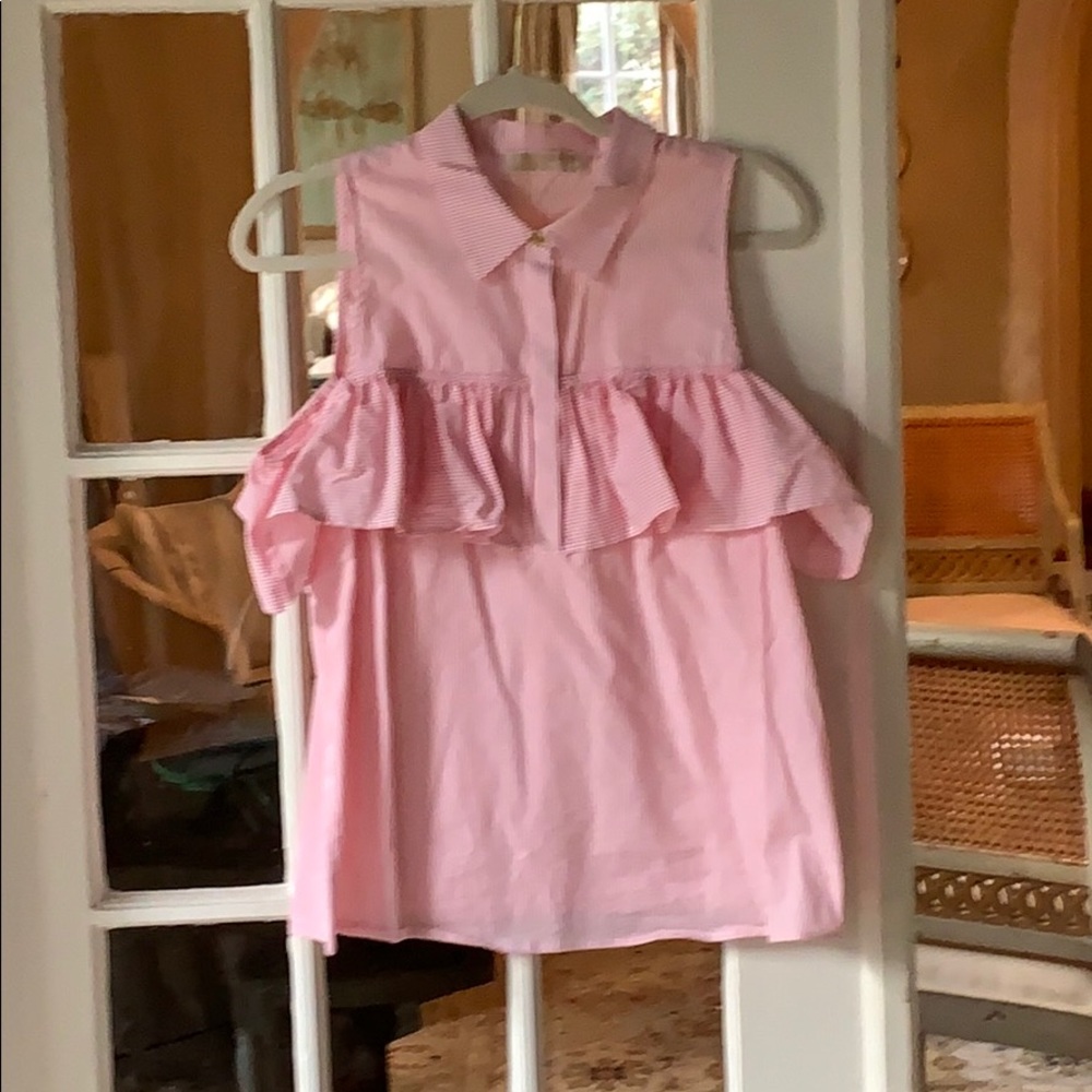 Micheal Kors Pink and White Striped top